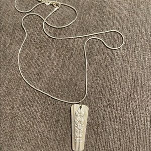 Handmade vintage silver plate spoon ring necklace